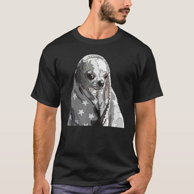 Funny Chihuahua in a Blanket Chiwawa Mamma Pappa H T Shirt (Framsida)