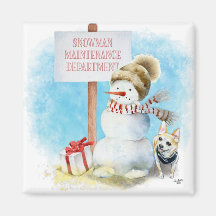 Funny Chihuahua Snögubbe Magnet