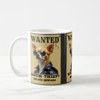Funny Chihuahua WANTED Poster with Cool Sunglasses Kaffemugg
