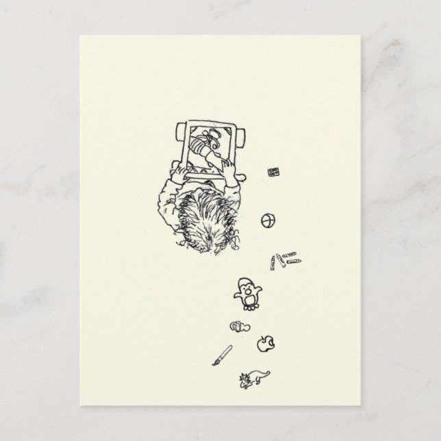 Funny Child Skapar en  linje Teckning från ovan Vykort (Framsida)