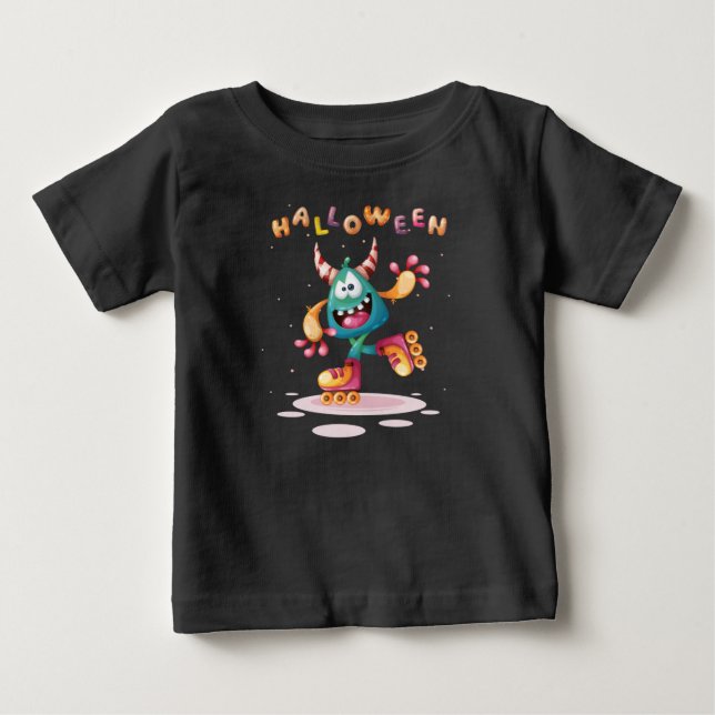 Funny Childisk Halloween Monster Småbarn Baby T-Sh T Shirt (Framsida)
