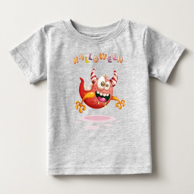 Funny Childisk Halloween Monster Småbarn Baby T-Sh T Shirt (Framsida)