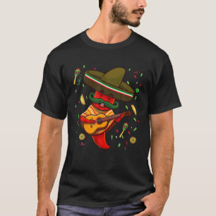 Funny Chili Mariachi Hett Pepper Sombrero Cinco De T Shirt