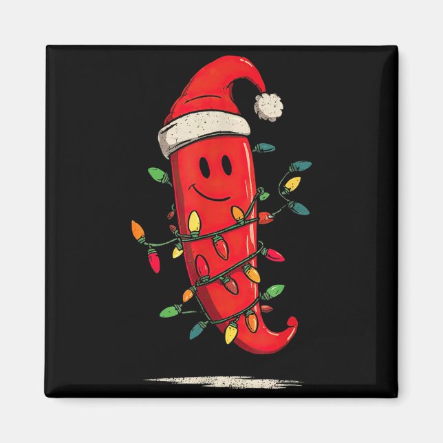 Funny Chili Pepper Christmas Graphics Lights Lover Magnet (Framsidan)