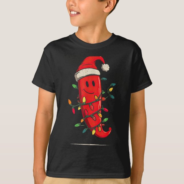 Funny Chili Pepper Christmas Graphics Lights Lover T Shirt (Framsida)