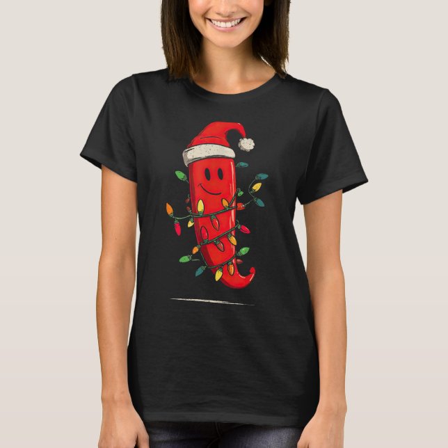 Funny Chili Pepper Christmas Graphics Lights Lover T Shirt (Framsida)