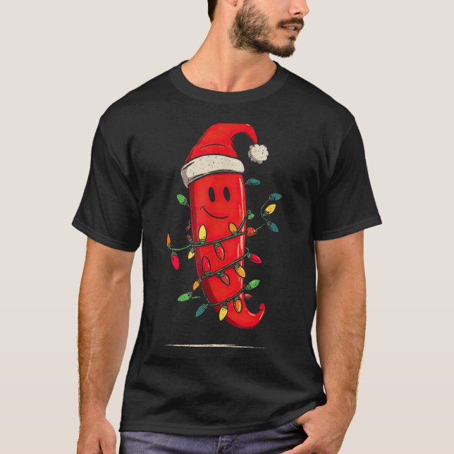 Funny Chili Pepper Christmas Graphics Lights Lover T Shirt (Framsida)