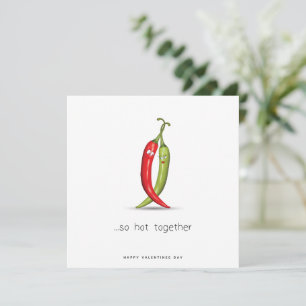 Funny Chili Pepper Couple Valentines day Card Julkort