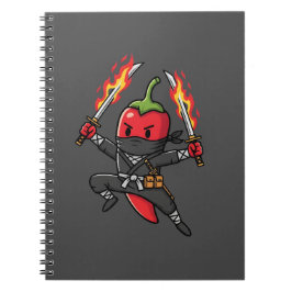 Funny Chili Pepper Fire Ninja Samurai Illustration Anteckningsbok