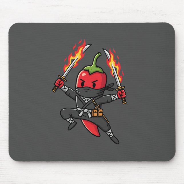 Funny Chili Pepper Fire Ninja Samurai Illustration Musmatta (Framsidan)