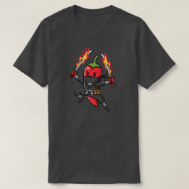Funny Chili Pepper Fire Ninja Samurai Illustration T Shirt