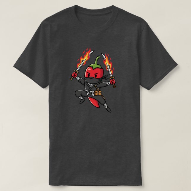 Funny Chili Pepper Fire Ninja Samurai Illustration T Shirt (Design framsida)