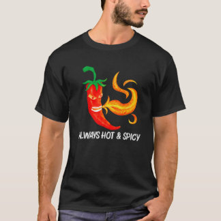 Funny Chili Pepper För manar Women Red Spicy Flami T Shirt