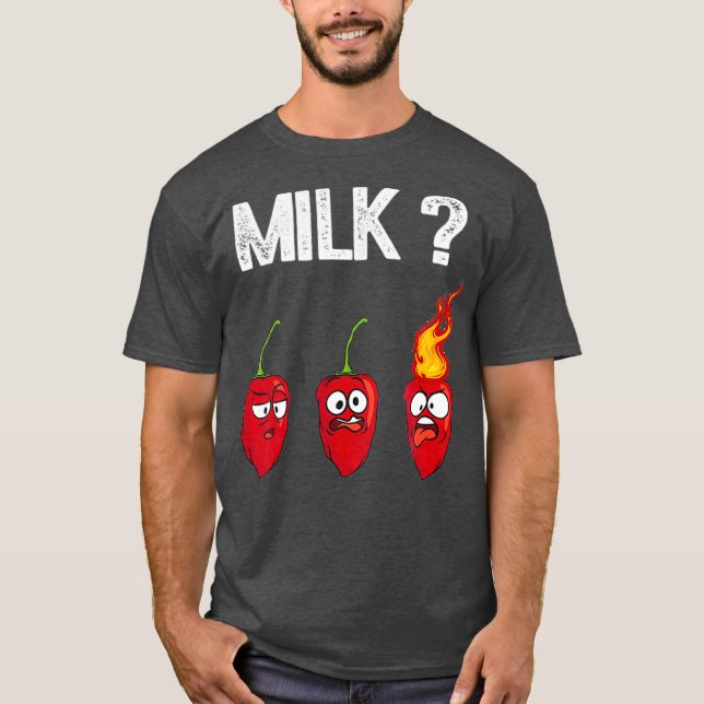 Funny Chili Pepper-Hetten Habanero Sauce Mjölk T Shirt (Framsida)
