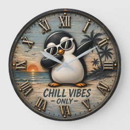 Funny Chill Vibes Only Penguin Stor Klocka