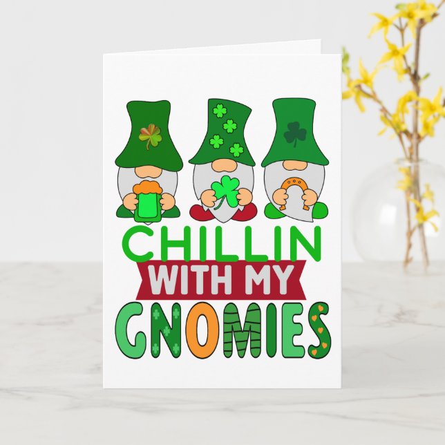 Funny Chillin med min Gnomies St patricks day Kort (Gul blomma)