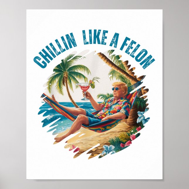 Funny Chillin som en felon Sommar 2024 2024 Trump Poster (Framsidan)