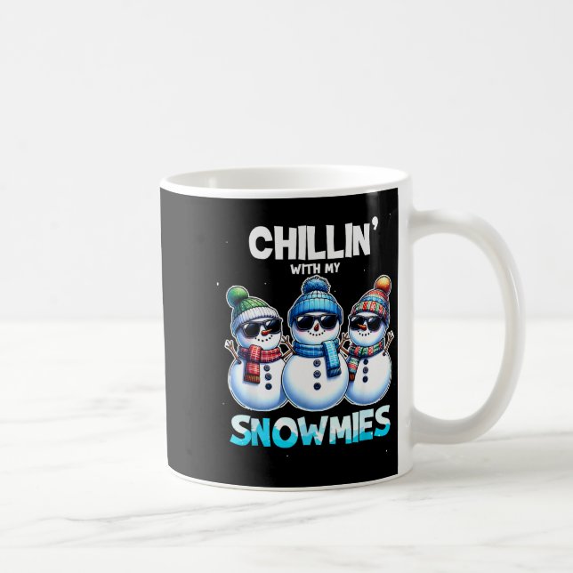 Funny Chillin With My Snowmies Christmas Snowman K Kaffemugg (Höger)