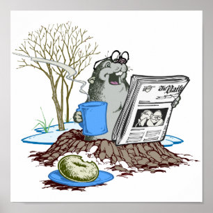 Funny Chillin'Out Groundhog Poster