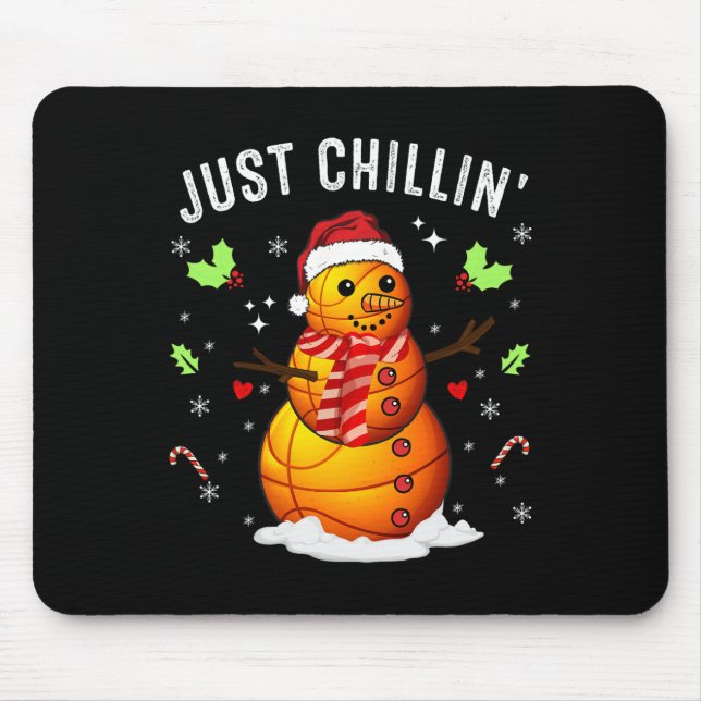 Funny Chillin'Snögubbe Sketll Ll Santa Hat Christm Musmatta (Framsidan)