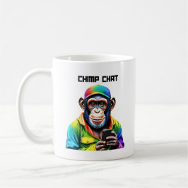 Funny Chimp Chatta-Chimpanzee med Mobil- Kaffemugg