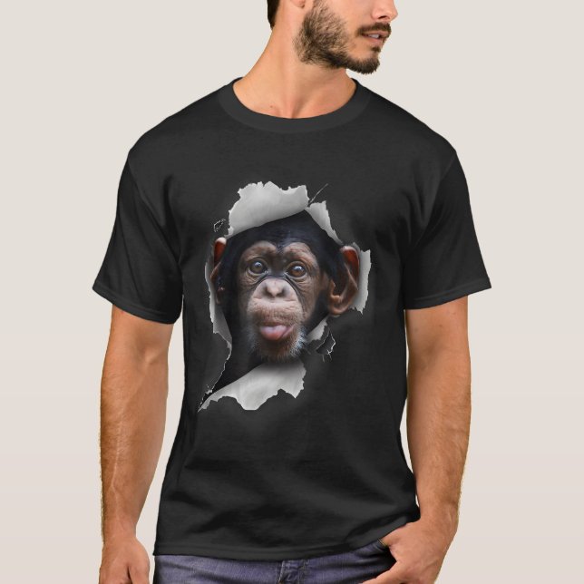 Funny Chimp, Funny Monkey Älskare, Chimpanzee Monk T Shirt (Framsida)