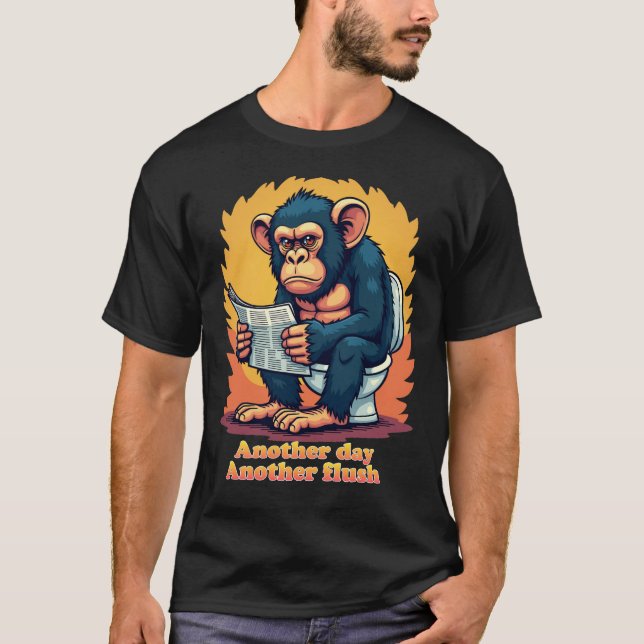 Funny Chimp Toilet Humor Tee (Framsida)