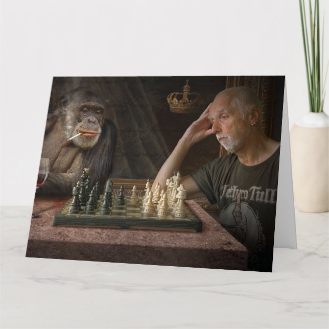 FUNNY CHIMPANZEE FRIEND BIRTHDAY CARD FÖR HIM KORT (Framsida)