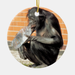 FUNNY CHIMPANZEE JULGRANSPRYDNAD KERAMIK