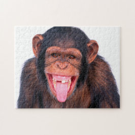 Funny Chimpanzee Porträtt, Jigszawa Puzzle Pussel