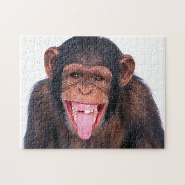 Funny Chimpanzee Porträtt, Jigszawa Puzzle Pussel (Horisontell)