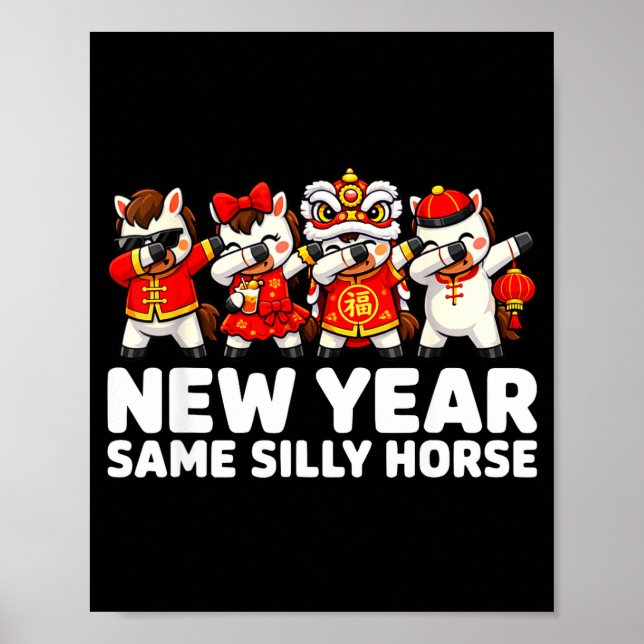 Funny Chinese Lunar New Year Same Silly Horse Dabb Poster (Framsidan)
