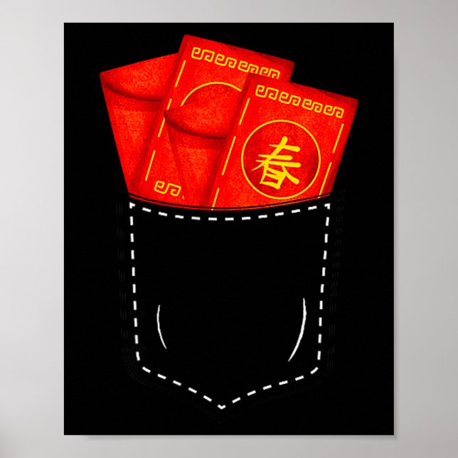 Funny Chinese New Year Fake Cket Red Envelopes Luc Poster (Framsidan)