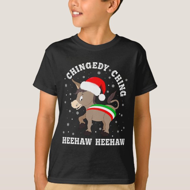 Funny Chingedy Ching Hee Haw Santa Merry Christmas T Shirt (Framsida)