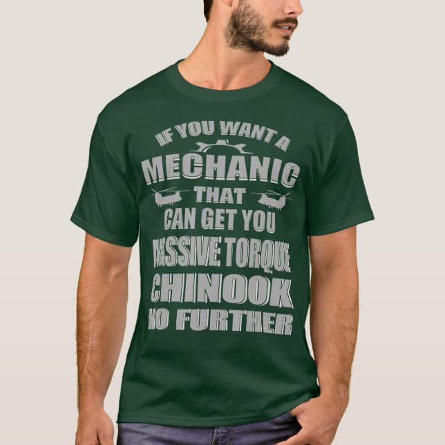 Funny Chinook Mechanic Helicopter Diesel Engine T Shirt (Framsida)