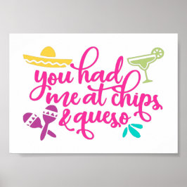 Funny Chip och Queso Mexican Party Decor Poster