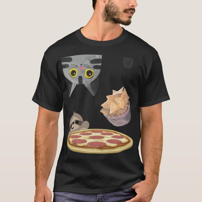 Funny Chip-Snack S uppifrån och ned Hungrig-kattfä T Shirt (Framsida)