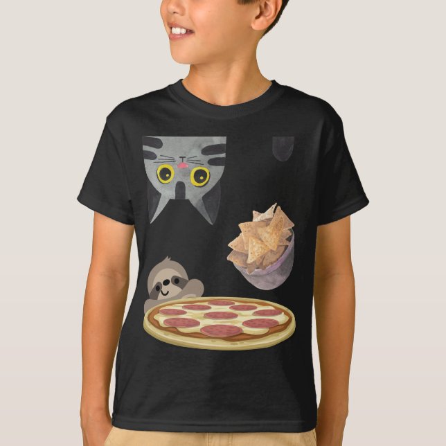 Funny Chip-Snack S uppifrån och ned Hungrig-kattfä T Shirt (Framsida)