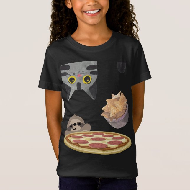 Funny Chip-Snack S uppifrån och ned Hungrig-kattfä T Shirt (Framsida)