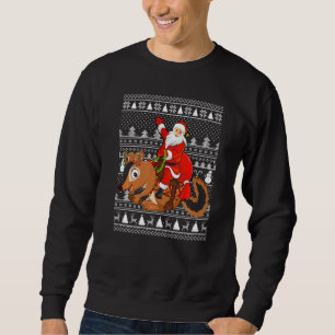 Funny Chipmunk Älskare Santa Riding Chipmunk Ugly Lång Ärmad Tröja