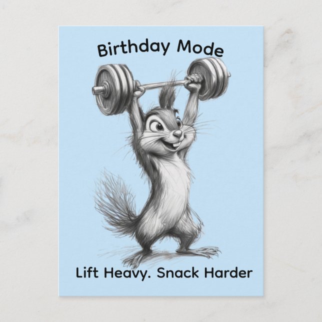 Funny Chipmunk Postcard - Birthday Mode Gym Art Vykort (Framsida)