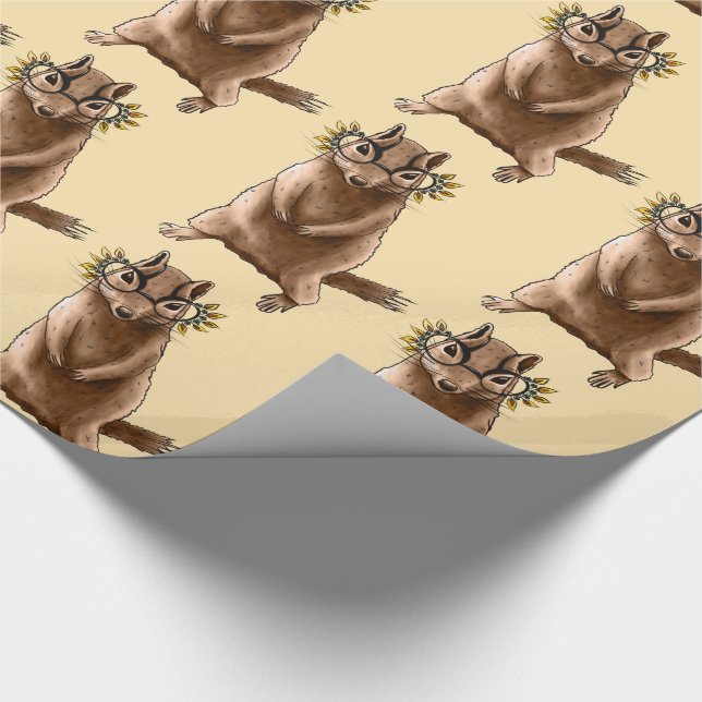 Funny Chipmunk Squirrel Geek Animal Art Presentpapper (Hörn)