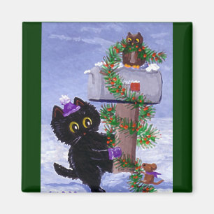 Funny Chistmas Cat Mouse Uggla Creationarts Magnet
