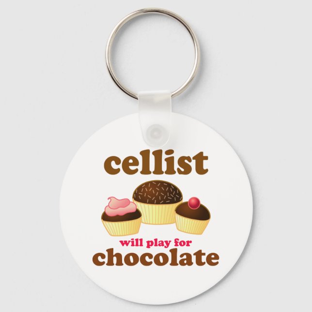 Funny Chocolate Cello Keychain Nyckelring (Framsida)