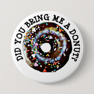 Funny Chocolate Donut Doughnut Button Knapp