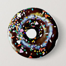 Funny Chocolate Donut Doughnut Button Knapp