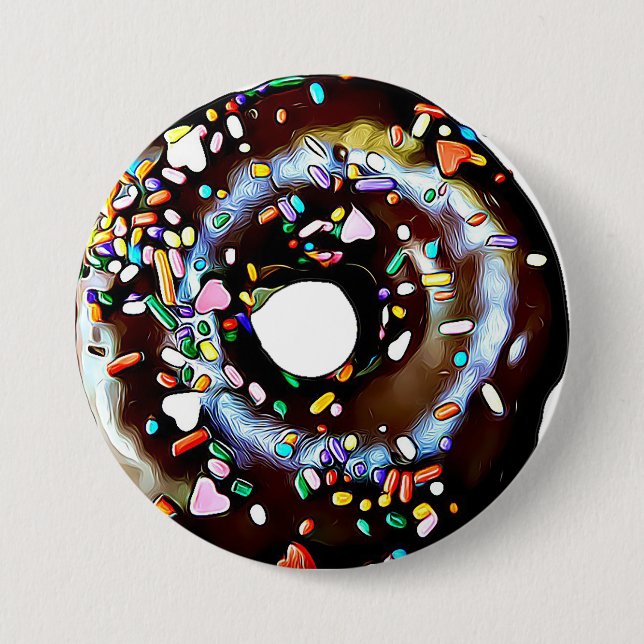 Funny Chocolate Donut Doughnut Button Knapp (Framsida)