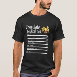 Funny Chocolate Hanukkah Gelt Nutrition Fact Jewis T Shirt