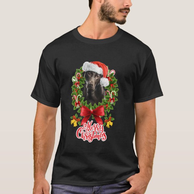 Funny Chocolate Lab Hund God jul Party Fami T Shirt (Framsida)