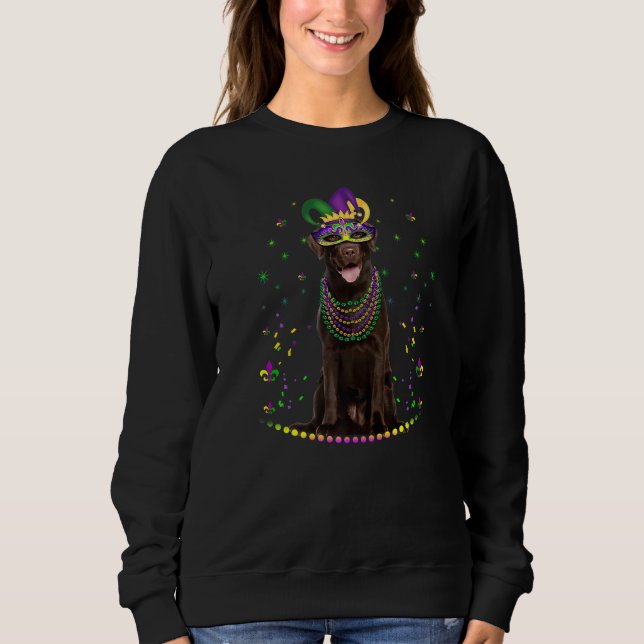 Funny Chocolate Lab Lover Cute Mardi Gras Carnival T Shirt (Framsida)